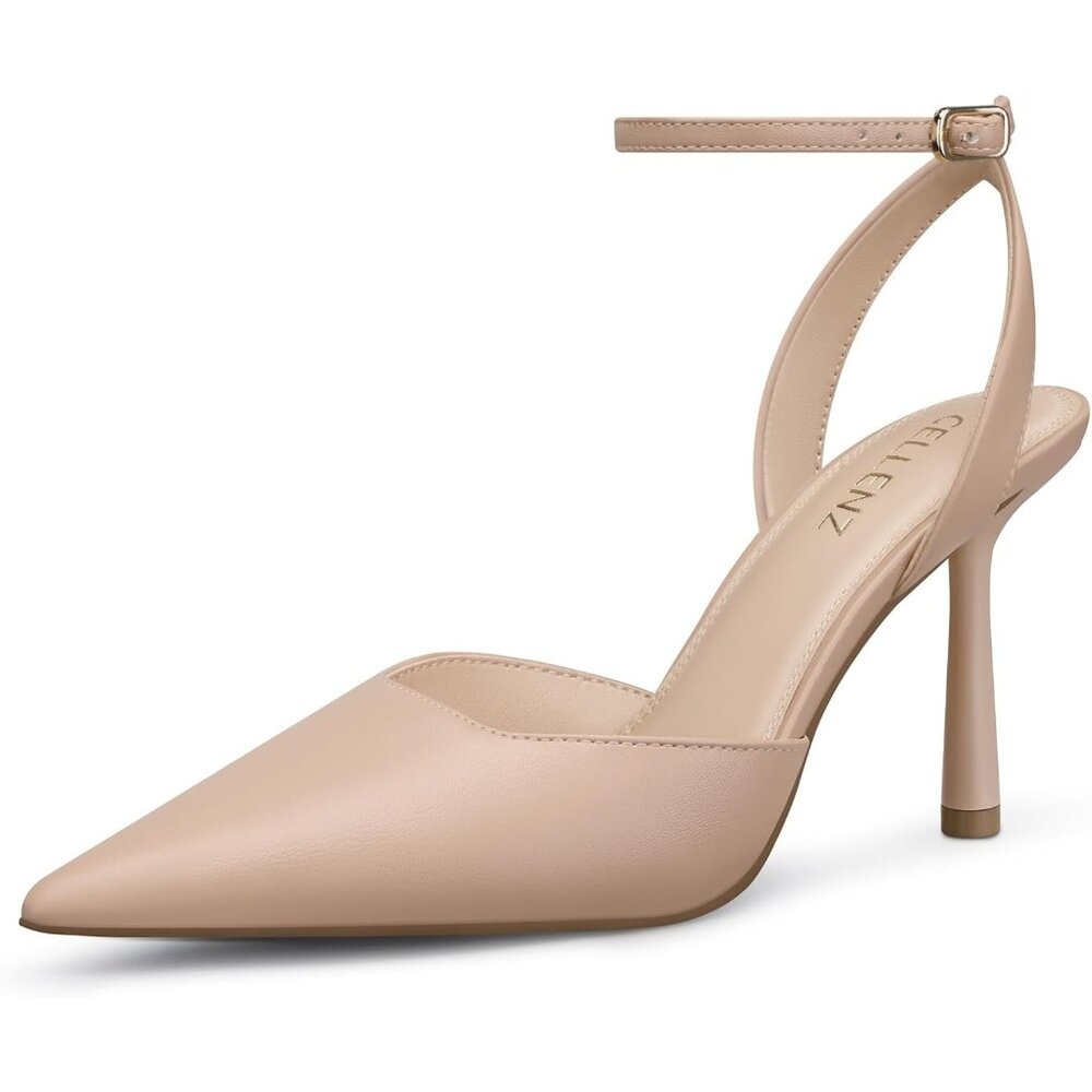 🆕 Women's Nude Pu Stiletto Heel Pumps: 3.75 Inch Pointed Toe High Heels